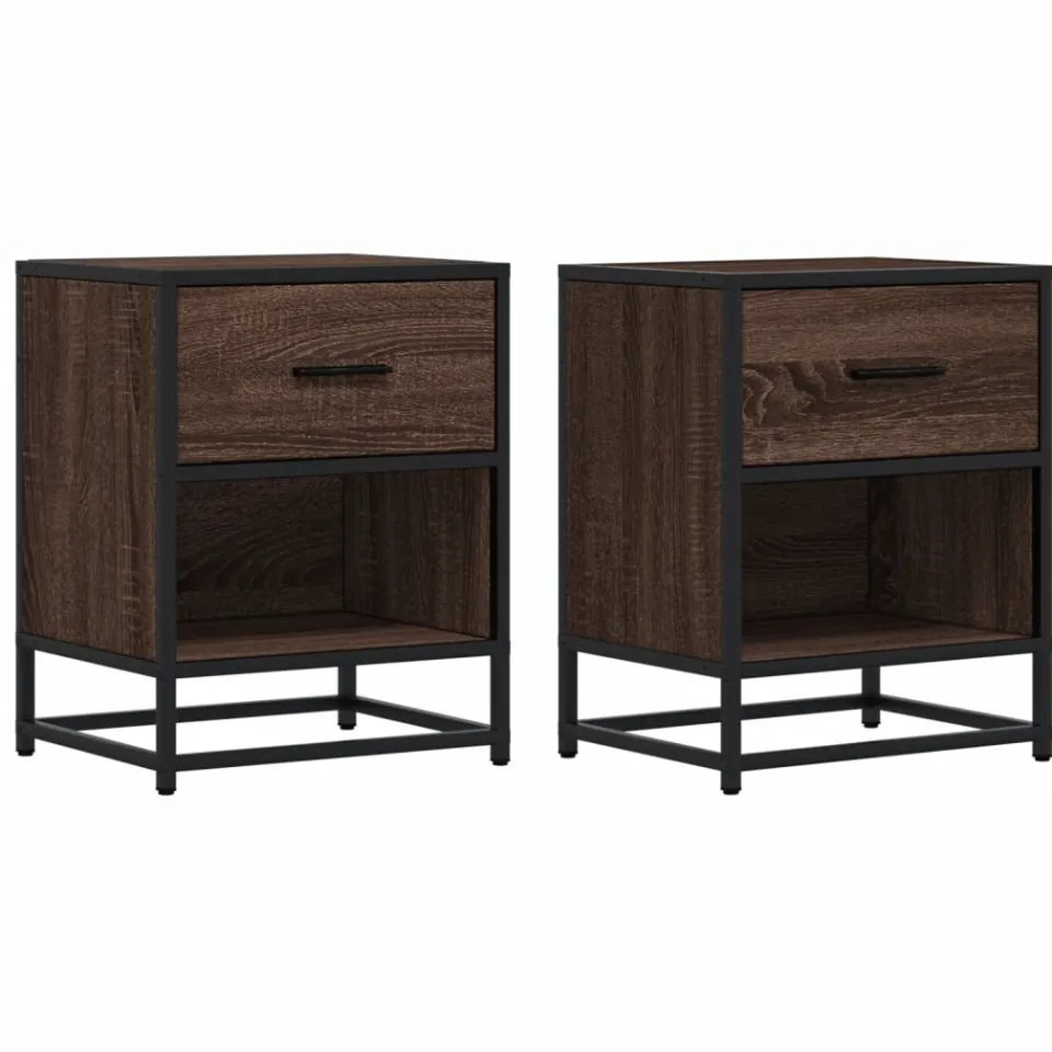 vidaXL Nachtkastjes 2 st 40x31x50 cm bewerkt hout bruin eikenkleurig