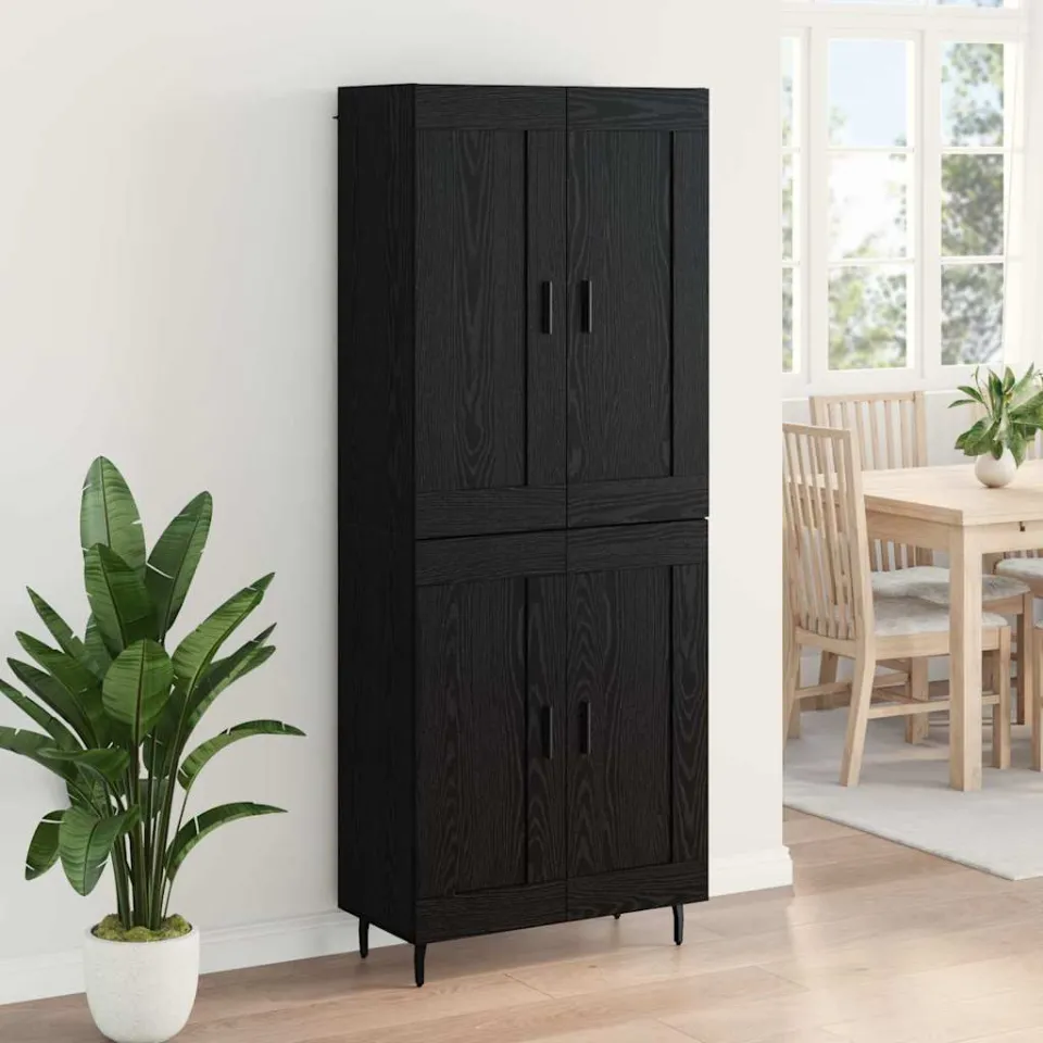 vidaXL Hoge kast 2 st Zwart Eiken 69,5 x 34 x 180 cm Bewerkt hout, foto 4