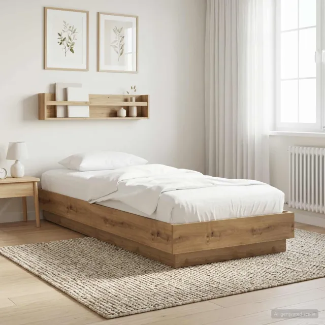 vidaXL Vloerbedframe Artisanaal eiken 80 x 200 cm Bewerkt hout Bruin
