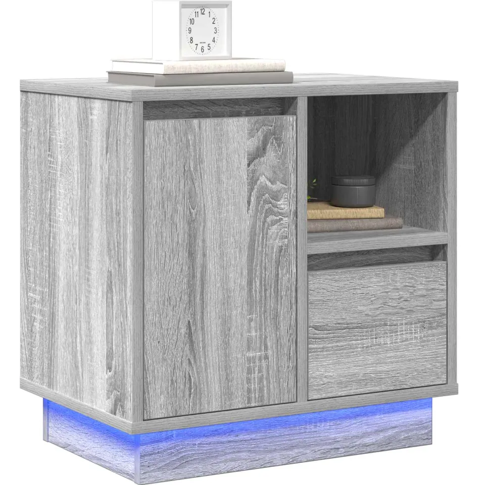vidaXL Nachtkastje 2 st Grijs 50 x 34,5 x 50 cm. Bewerkt hout, foto 2