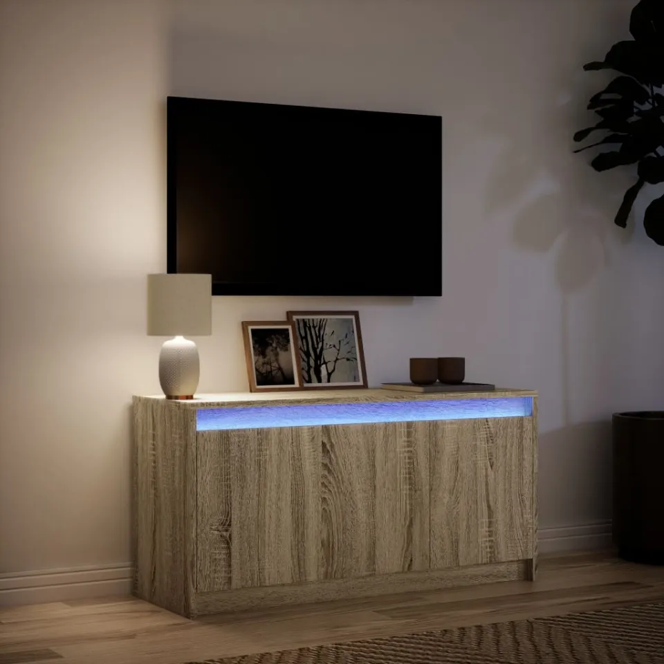 vidaXL Tv-meubel met LED 100x34x50 cm bewerkt hout sonoma eikenkleurig, foto 4