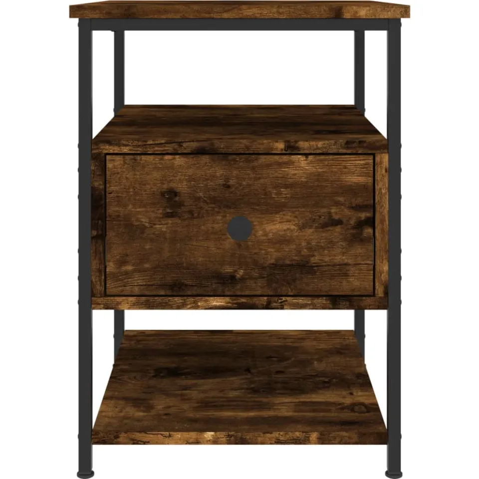 vidaXL Nachtkastje 40x42x56 cm bewerkt hout gerookt eikenkleurig, foto 4