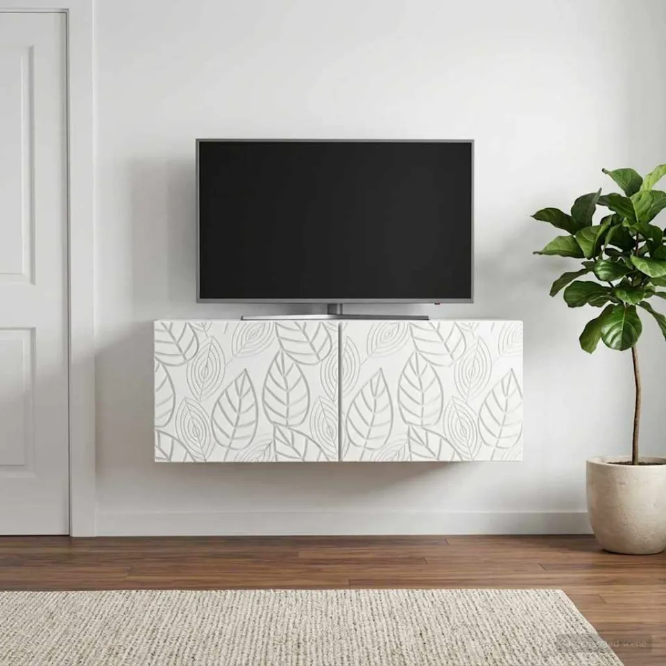 vidaXL Wandbeugel TV-kast 78,5 x 31 cm Wit Bewerkt hout Wandgemonteerd, foto 3