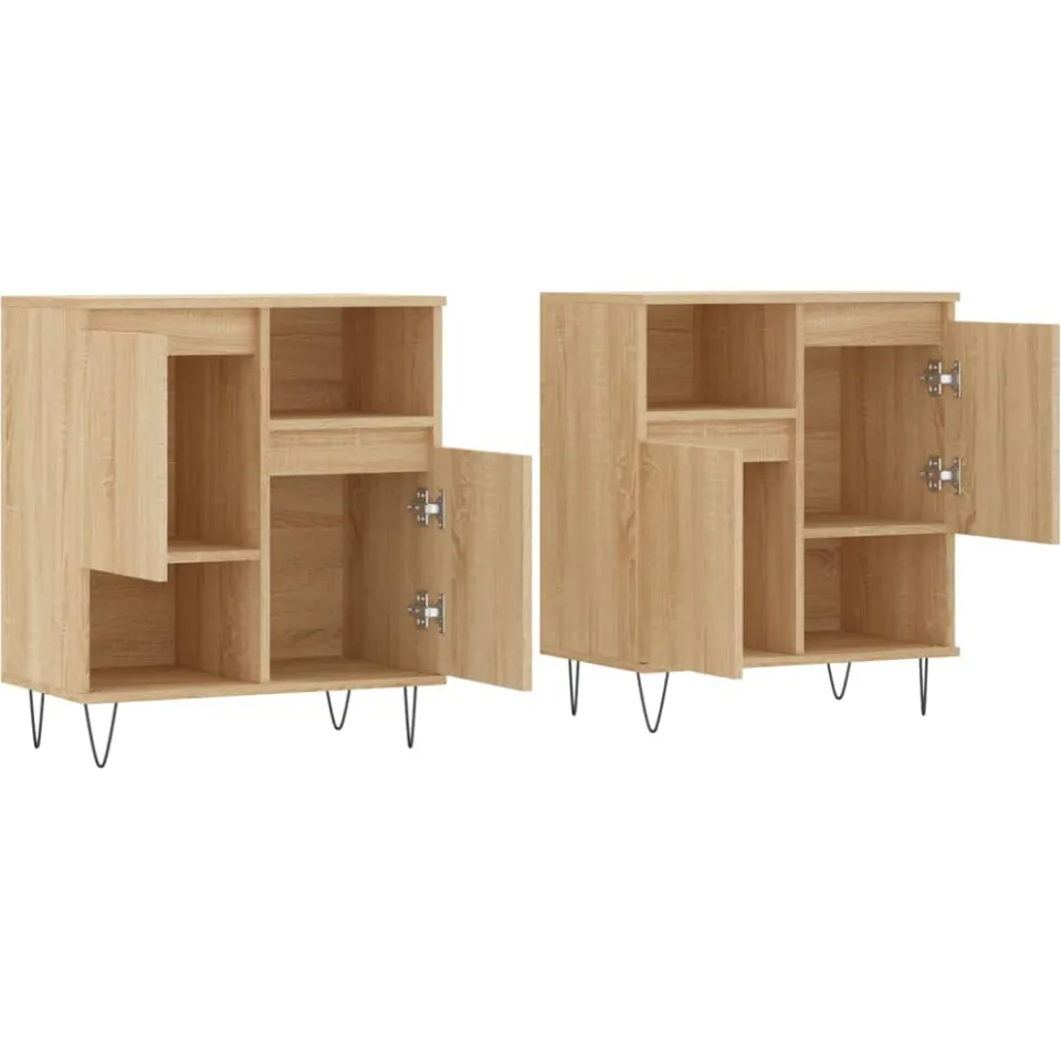 vidaXL Dressoirs 2 st bewerkt hout sonoma eikenkleurig Bruin