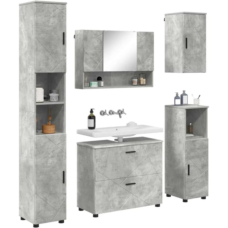 vidaXL Badkamermeubelset 5 st Beton Grijs 35 x 30 x 192 cm