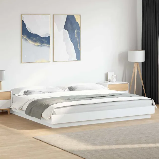 vidaXL Bedframe met LED-verlichting bewerkt hout wit 180x200 cm