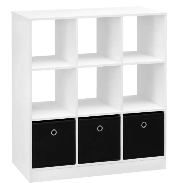 Klarven Boekenkast Kind Wit - Boekenkast Kinderkamer - Boekenkastje - Boekenkasten - Bookcase - 9 Vakken en 3 Laden, Stevig en Stijlvol Opbergrek - B80xh86,5xd30cm