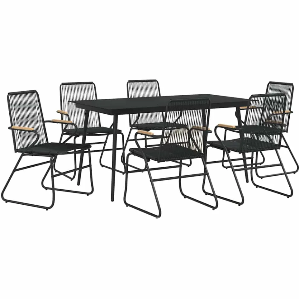 vidaXL 7-delige Tuinset PVC-rattan zwart