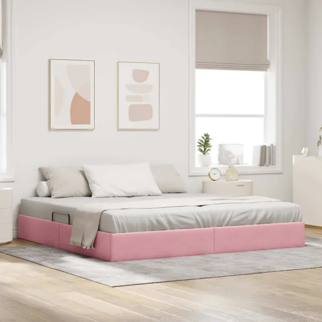 vidaXL Ottoman Bedframe Roze 200 x 200 cm Fluweel