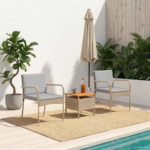 vidaXL Tuinset Beige poly rattan, foto 2