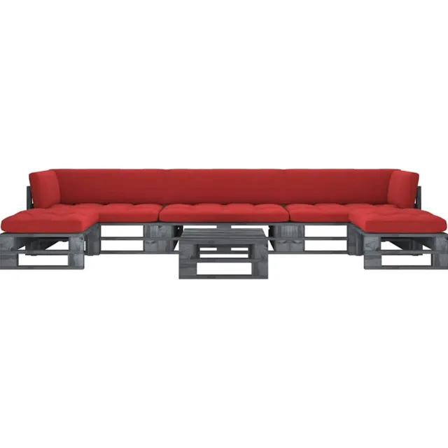 vidaXL 6-delige Loungeset pallet met kussens grijs geïmpregneerd hout