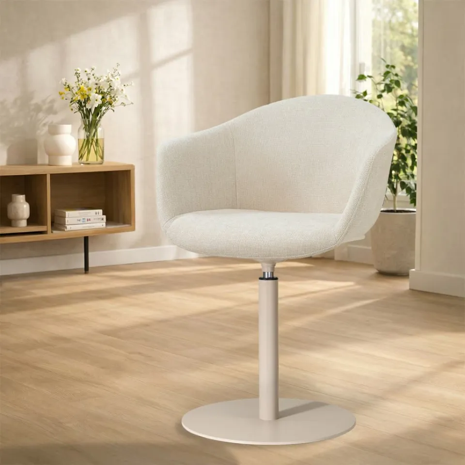 Nolon Niva-Otis draaibare tulp eetkamerstoel cottonbeige - beige onderstel, foto 2