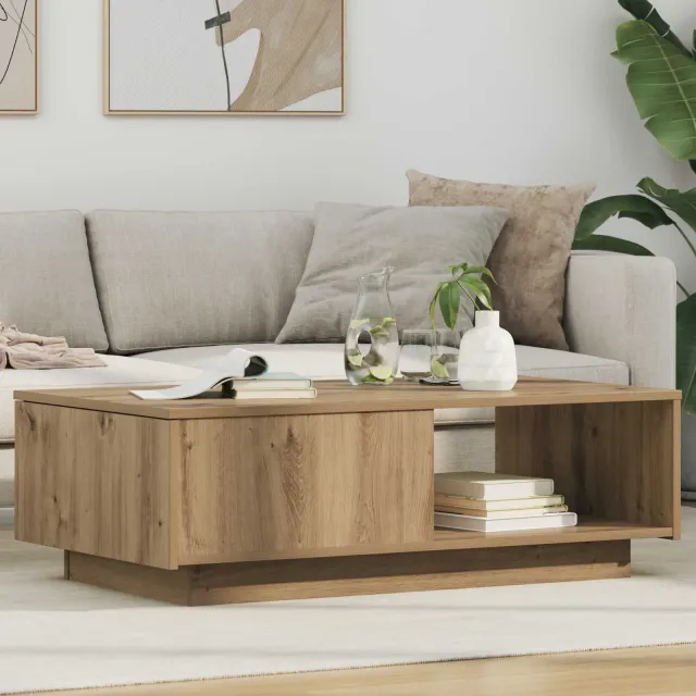 vidaXL Salontafel Artisan Eiken 95 x 55 x 31 cm Bewerkt hout, foto 2