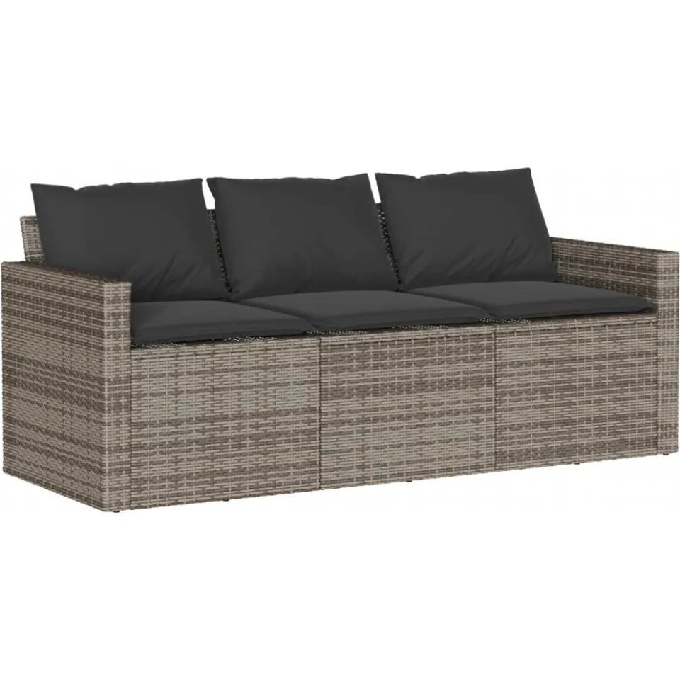 vidaXL 6-delige Loungeset met kussens poly rattan grijs