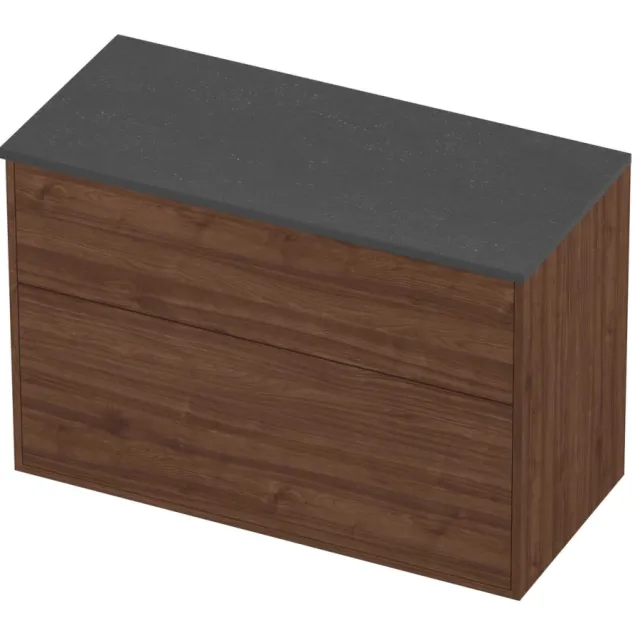 Proline Deck Badmeubelset Hardsteen Voor Grepen Asymmetrisch 100x46x67 cm Blue Stone Indian Walnut Houtlook