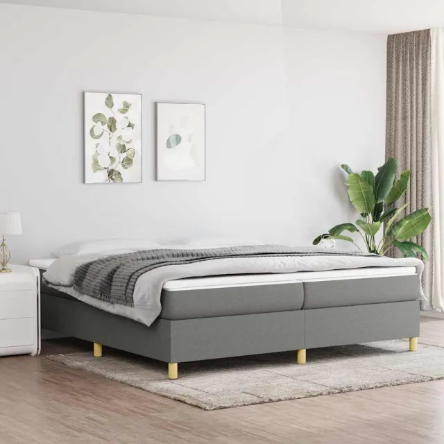 vidaXL Boxspring met matras stof donkergrijs 200x200 cm grijs