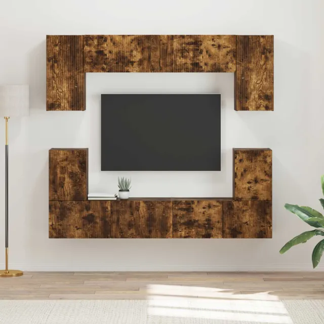 vidaXL Tv-meubelset 5 st Gerookt eiken Bewerkt hout Bruin