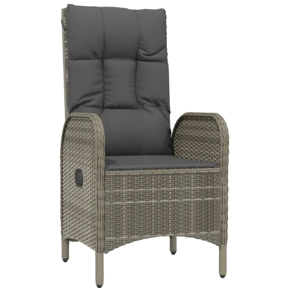 vidaXL 4-delige Tuinset met kussens poly rattan grijs, foto 4