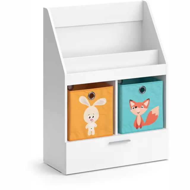 Vicco Luigi Kinderboekenkast – 72 x 96.2 cm met lade en 2 vouwboxen opt.6 Wit