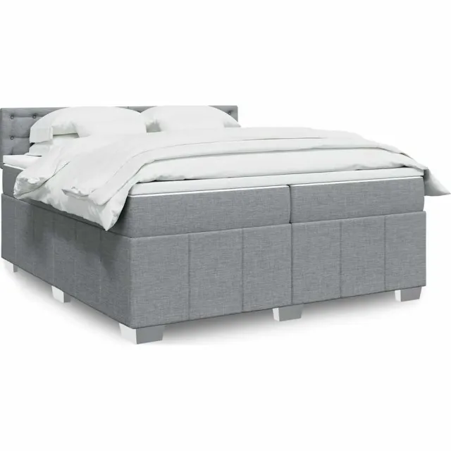 vidaXL Boxspring met matras stof lichtgrijs 200x200 cm grijs