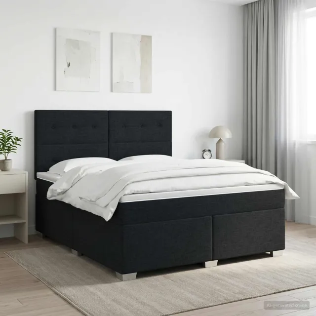 vidaXL Boxspringbed met matras Zwart 160 x 200 cm Stof
