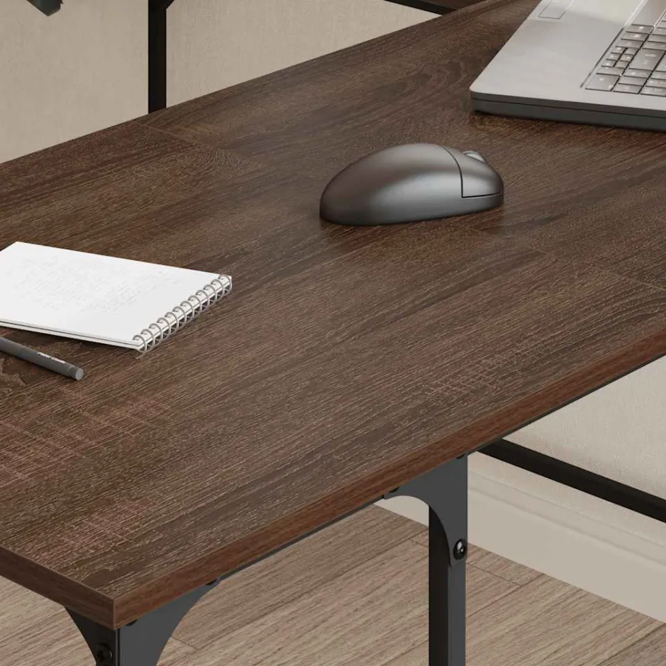 vidaXL Bureau 139x139x75 cm bewerkt hout bruin eikenkleur, foto 4