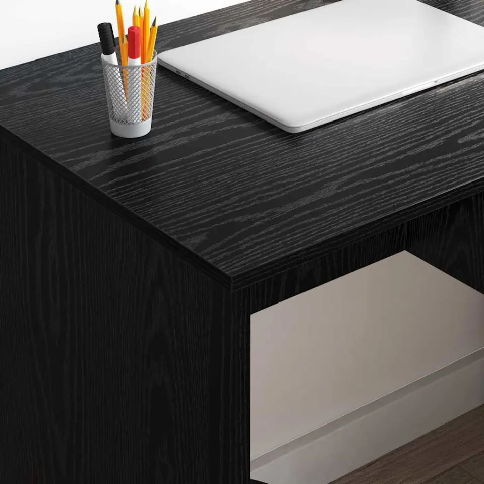 vidaXL Bureau Zwart Eiken 90 x 49 x 75 cm Bewerkt hout, foto 4