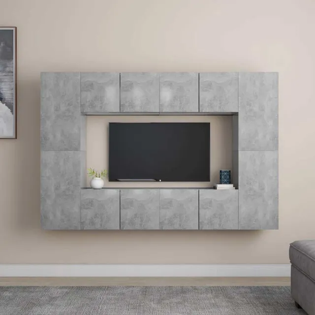 vidaXL 8-delige Tv-meubelset bewerkt hout betongrijs grijs, foto 2