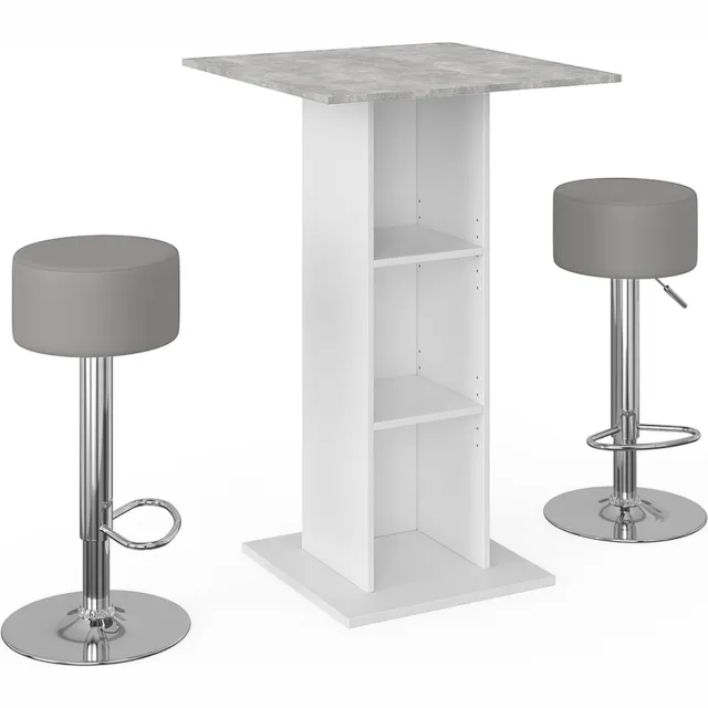 Vicco Rodeo Bartafel set – 70 x 70 cm met 2 barkrukken Beton