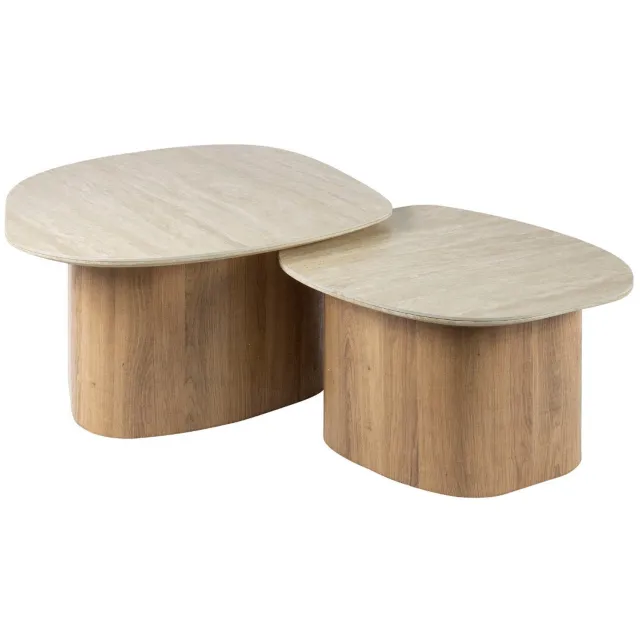 Fraaai Dexter salontafel set van 2 - keramiek travertine Naturel