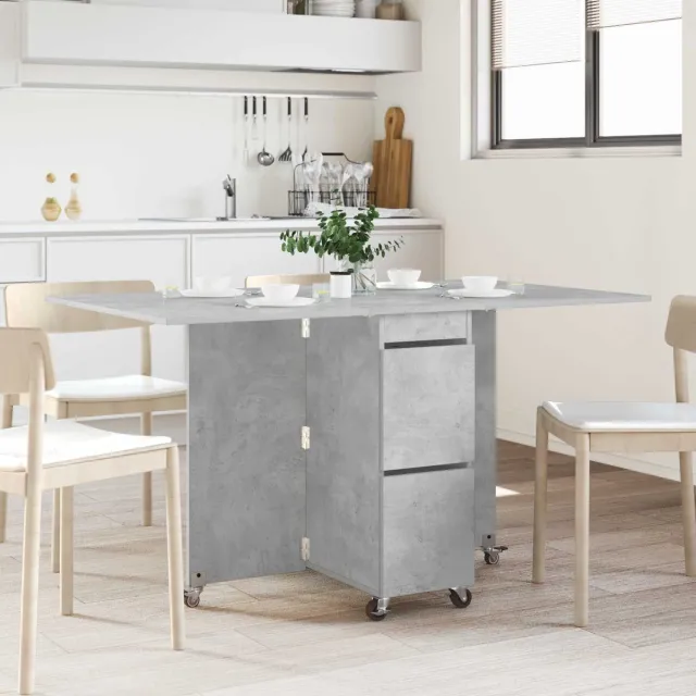 vidaXL Eettafel - 140 - x - 80 - x - 77 - cm - Bewerkt - hout - Betongrijs - Rechthoekig