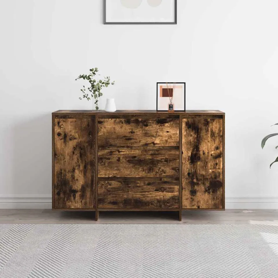 vidaXL Dressoir Gerookt eiken 120 x 41 x 75 cm Bewerkt hout, foto 4