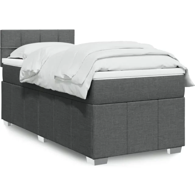 vidaXL Boxspring met matras stof donkergrijs 100x200 cm grijs