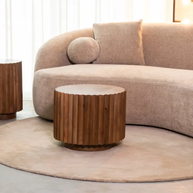 LABEL51 Novan Salontafel - Bruin - Hout - 50 cm - Rond