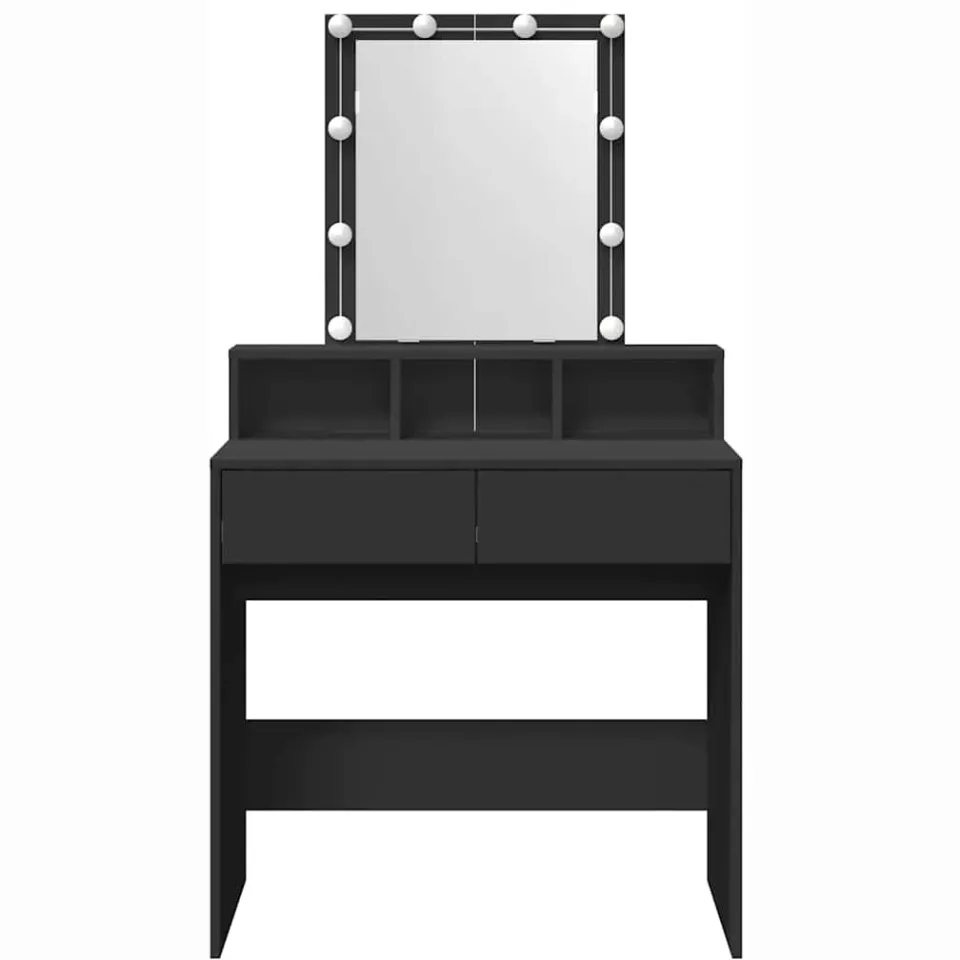 vidaXL Kaptafel met LED 80x41x144,5 cm zwart, foto 4