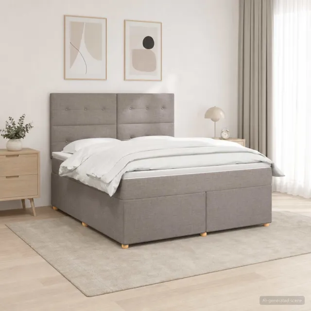 vidaXL Boxspringbed met matras met hoofdeinde Taupe 160 x 200 cm Stof