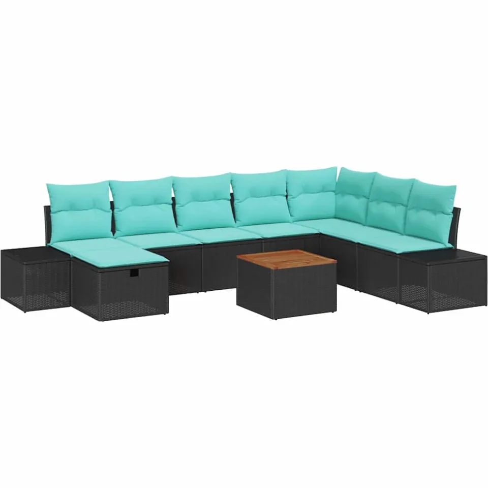 vidaXL Tuin Sofa Set 9 st Zwart Poly riet