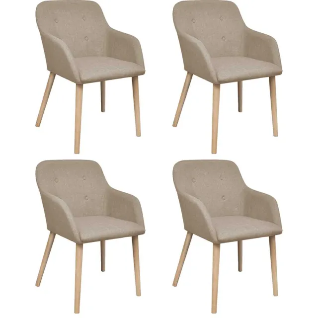 vidaXL Eetkamerstoelen 4 st stof en massief eikenhout beige