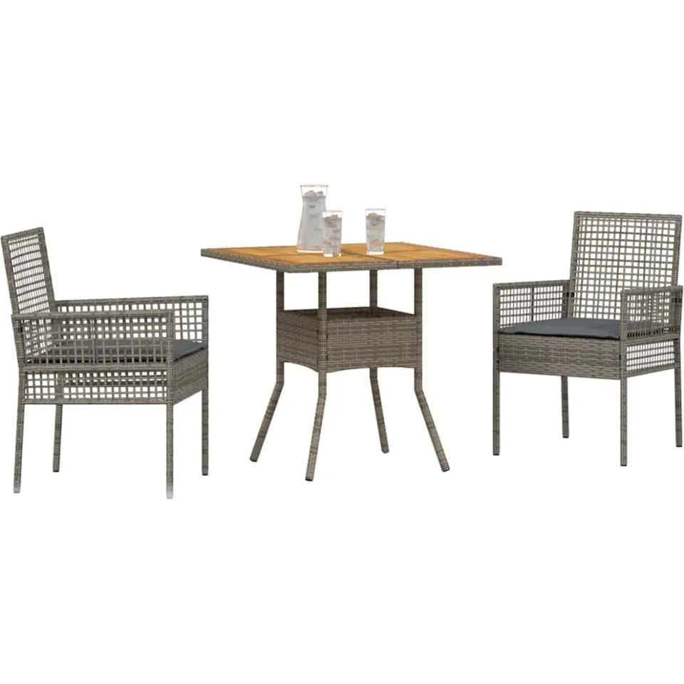 vidaXL Tuin eettafelset 3 st Grijs poly rattan, foto 3