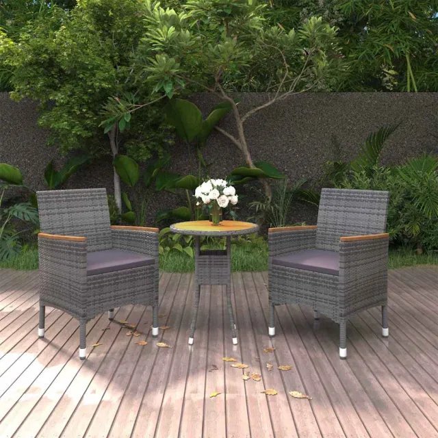 vidaXL 3-delige Tuinset poly rattan grijs, foto 2
