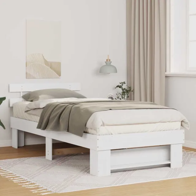 vidaXL Bedframe met hoofdeinde Wit 80 x 200 cm Massief grenenhout