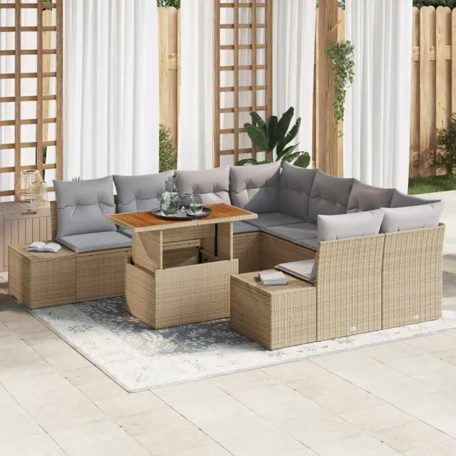 vidaXL Tuin Sofa Set 9 st Beige Poly riet