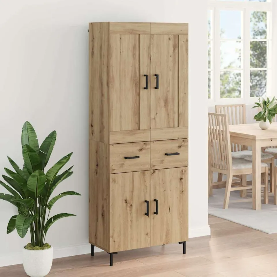 vidaXL Hoge kast 2 st Artisan Eiken 69,5 x 34 x 180 cm Bewerkt hout, foto 3