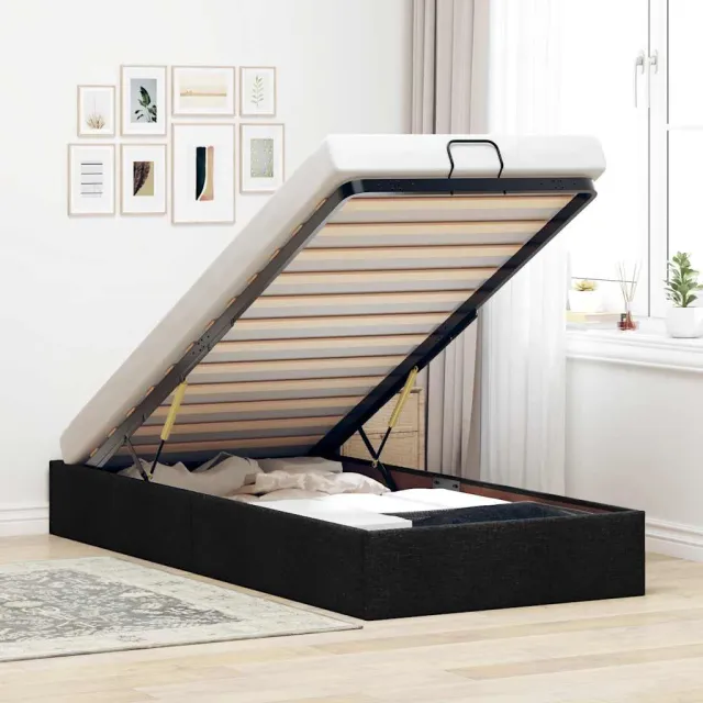 vidaXL Bedframe zonder matras 80x200 cm stof zwart