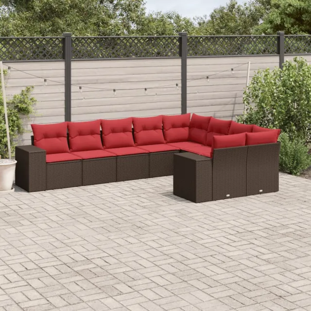vidaXL 9-delige tuinbankset met kussens, bruin polyrotan, foto 2