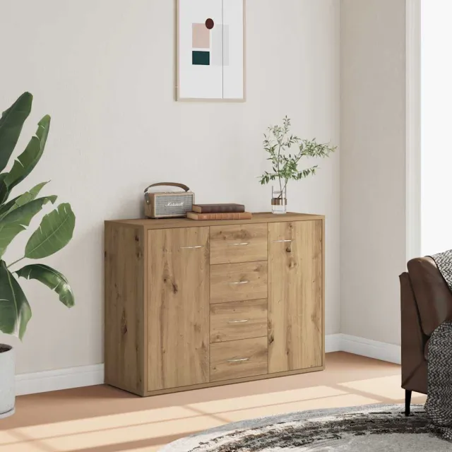 vidaXL Dressoir 88x30x64 cm bewerkt hout artisanaal eikenkleur Bruin