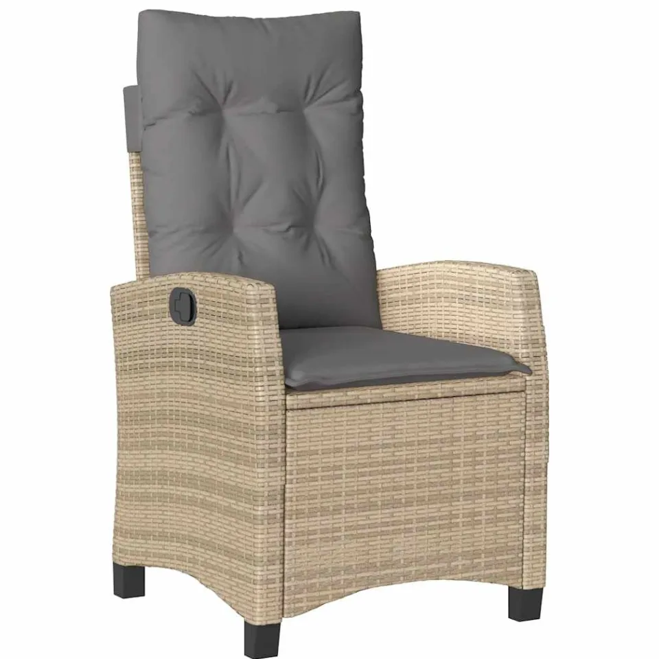 vidaXL 4-delige Tuinset met kussens poly rattan beige