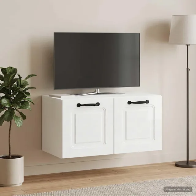 vidaXL Wandbeugel TV-kast Hoogglans Wit 59,5 x 31 x 30 cm Bewerkt hout, foto 2