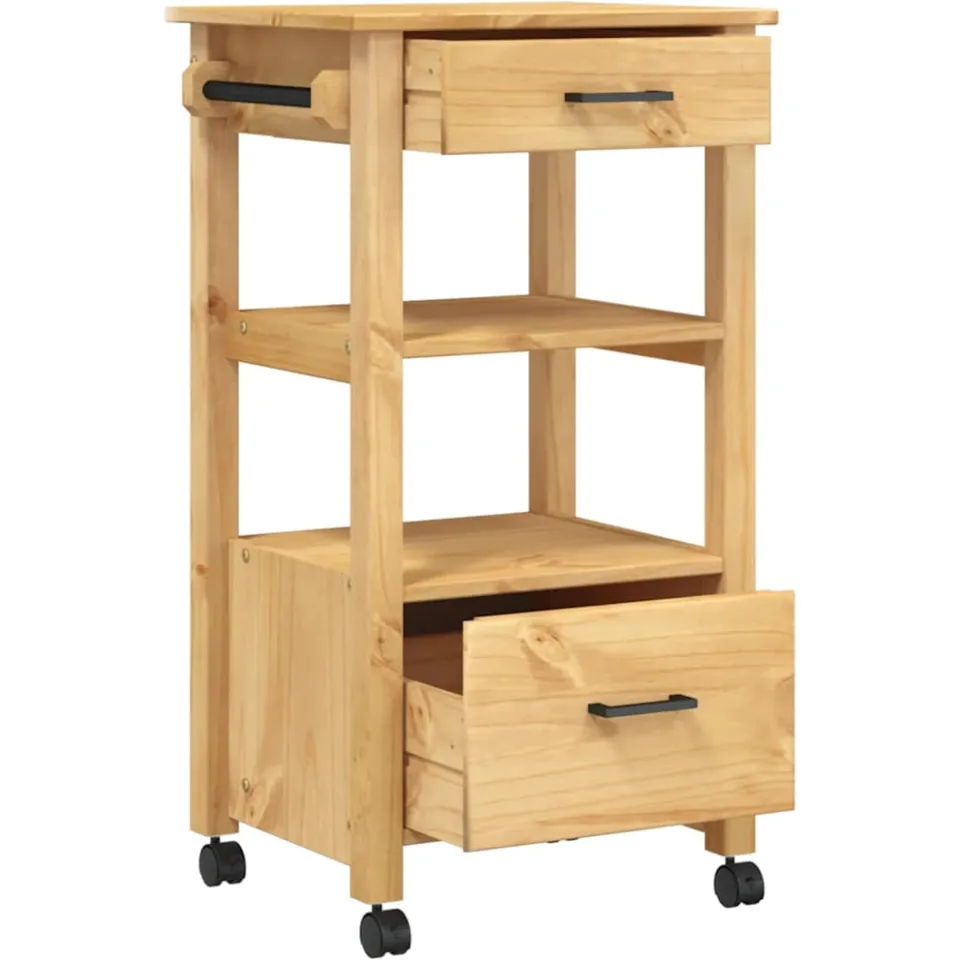 vidaXL Keukentrolley MONZA 48x40x88,5 cm massief grenenhout bruin, foto 4