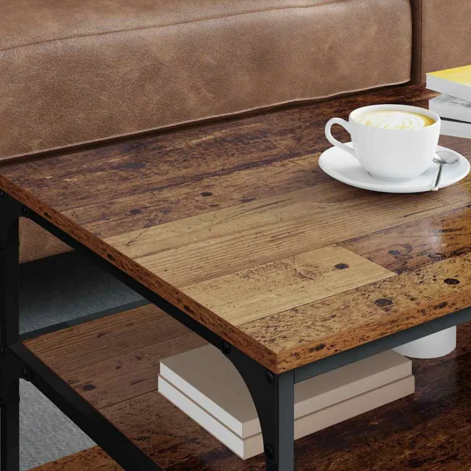 vidaXL Salontafel Oud Hout 90 x 49 x 40 cm Bewerkt hout bruin, foto 4